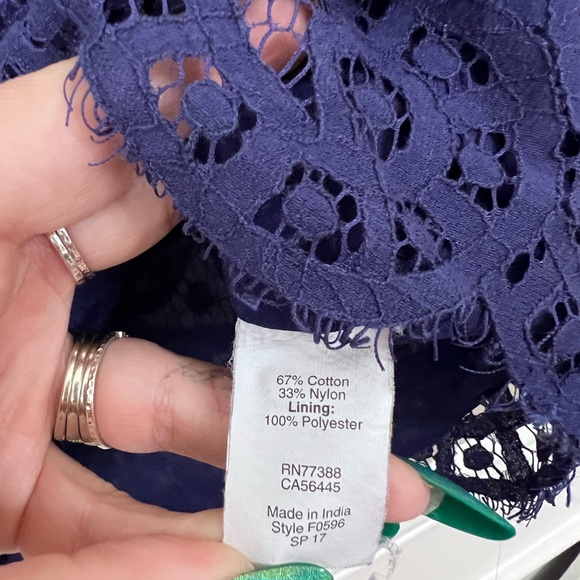 J.Crew Factory Navy Eyelet Blouse - Picture 5 of 7